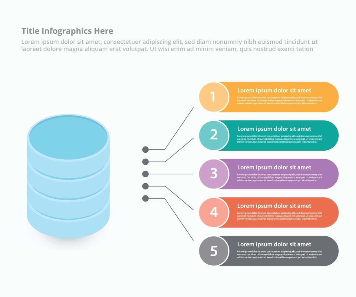 centro de datos de base de datos con infografía de estilo isométrico vector