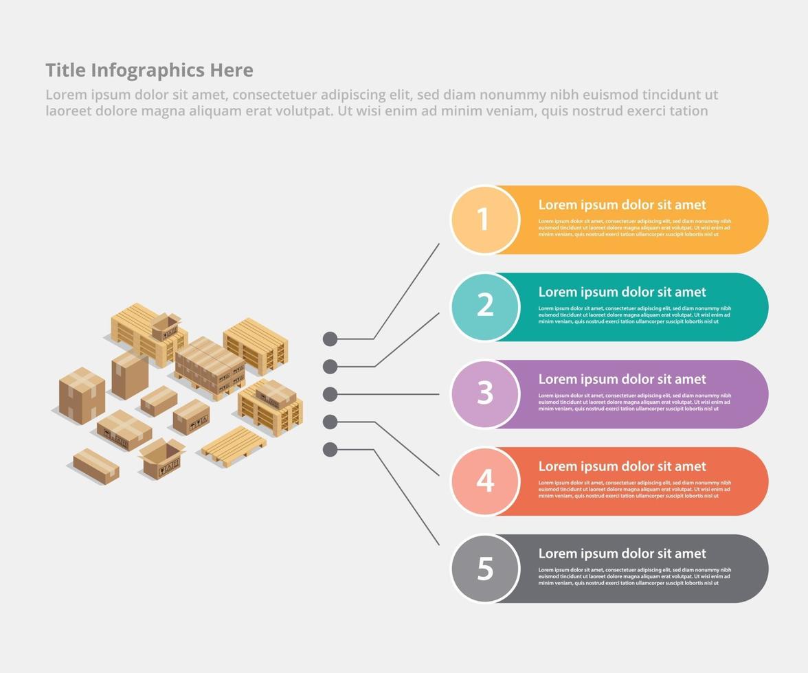 plantilla de datos comerciales de infografía de envío de cartón vector