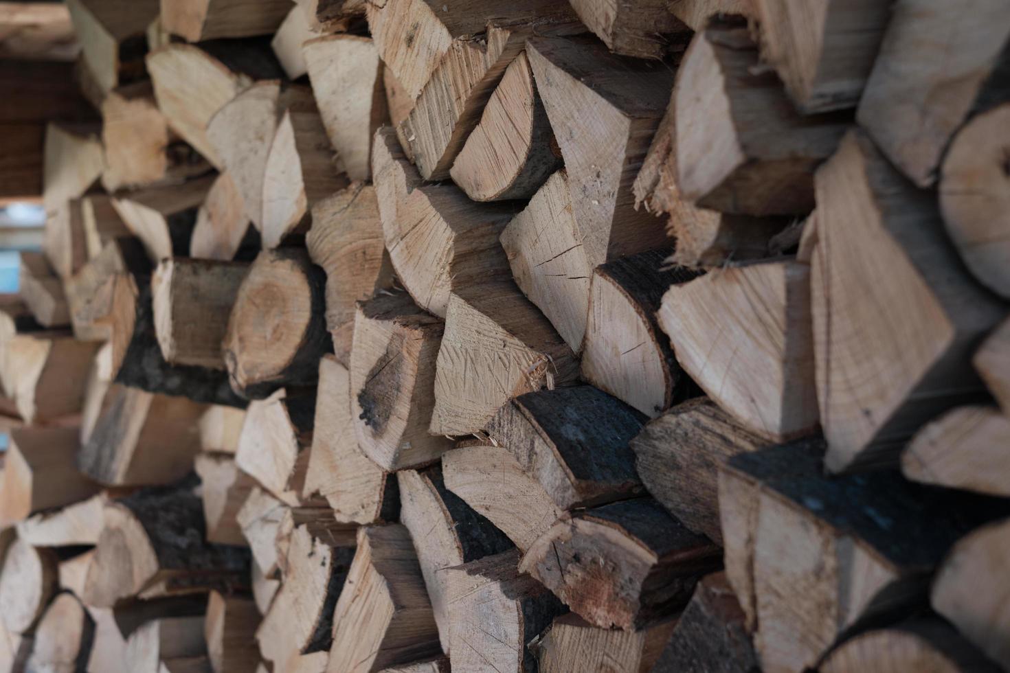 Closeup of stacked large logs photo