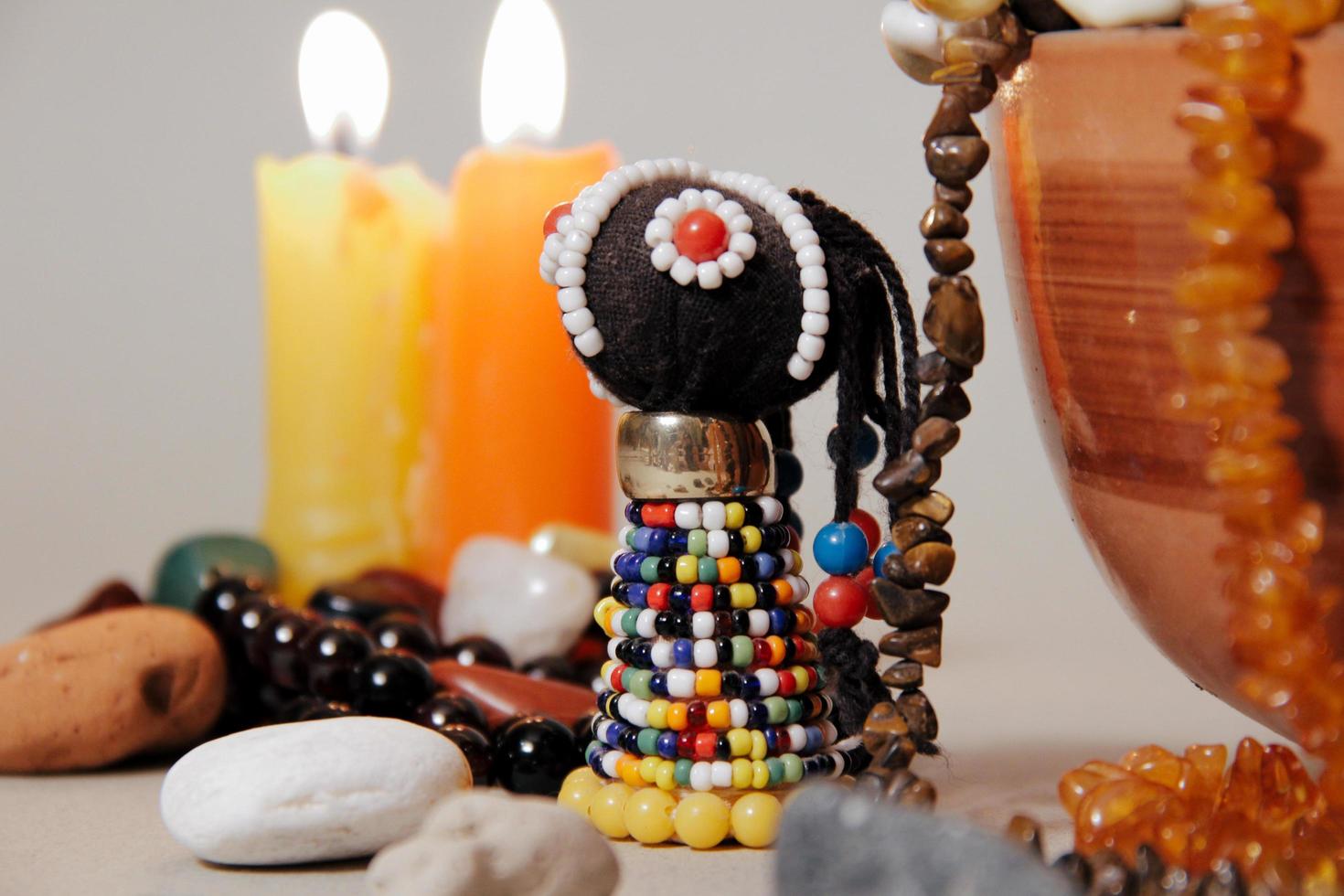 Close-up of occult altar for African Gods. Shamanism photo