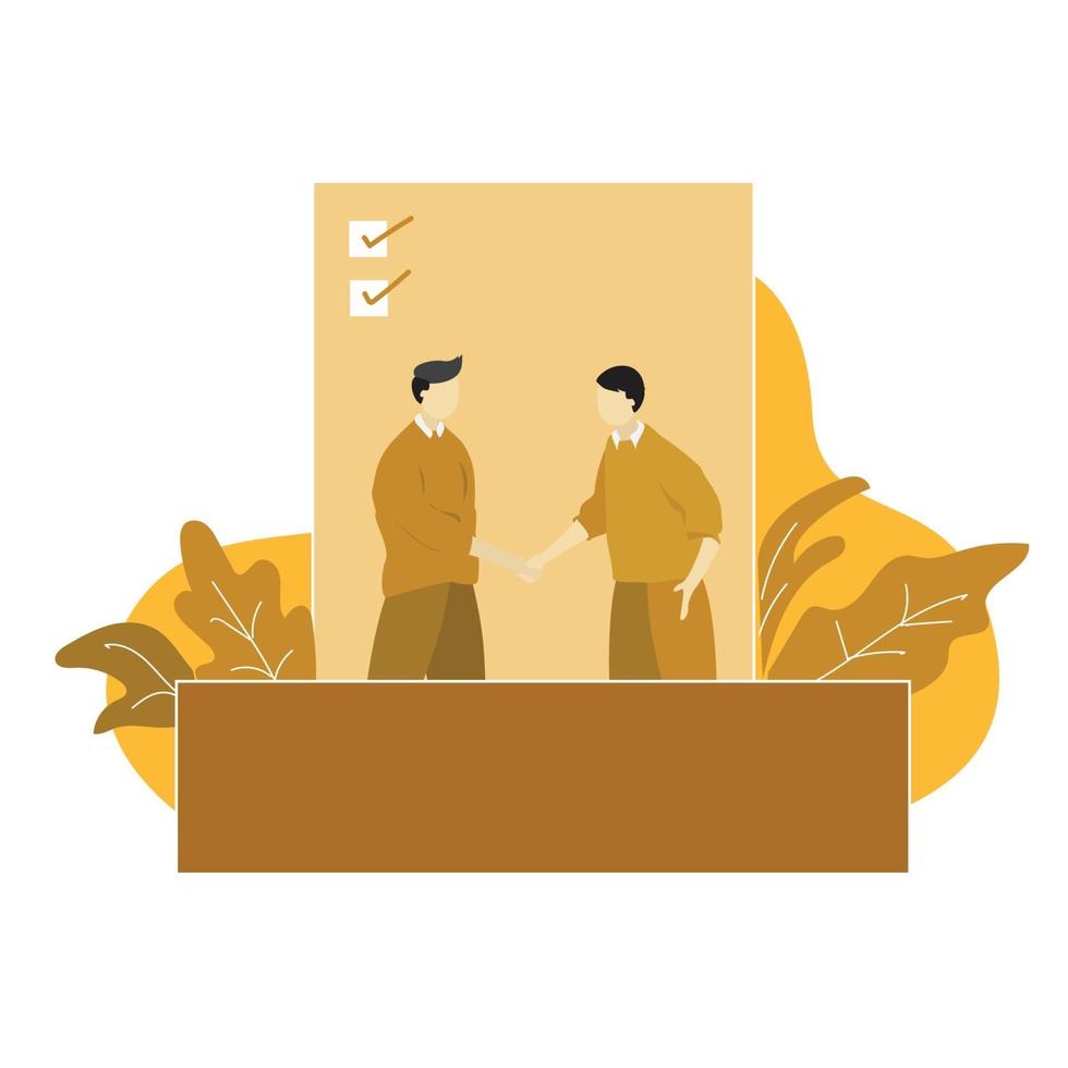 2 hombres dándose la mano ilustración plana vector