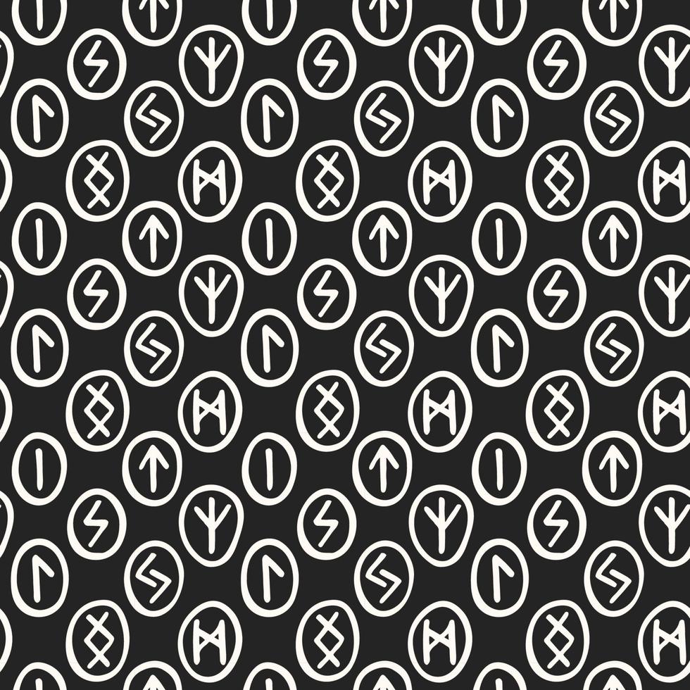 Scandinavian magic runes Fortune teller prediction seamless pattern vector