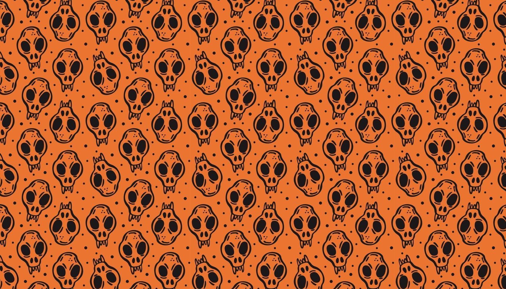 Halloween Doodle pattern Animal skull skeleton head with sharp teeth vector