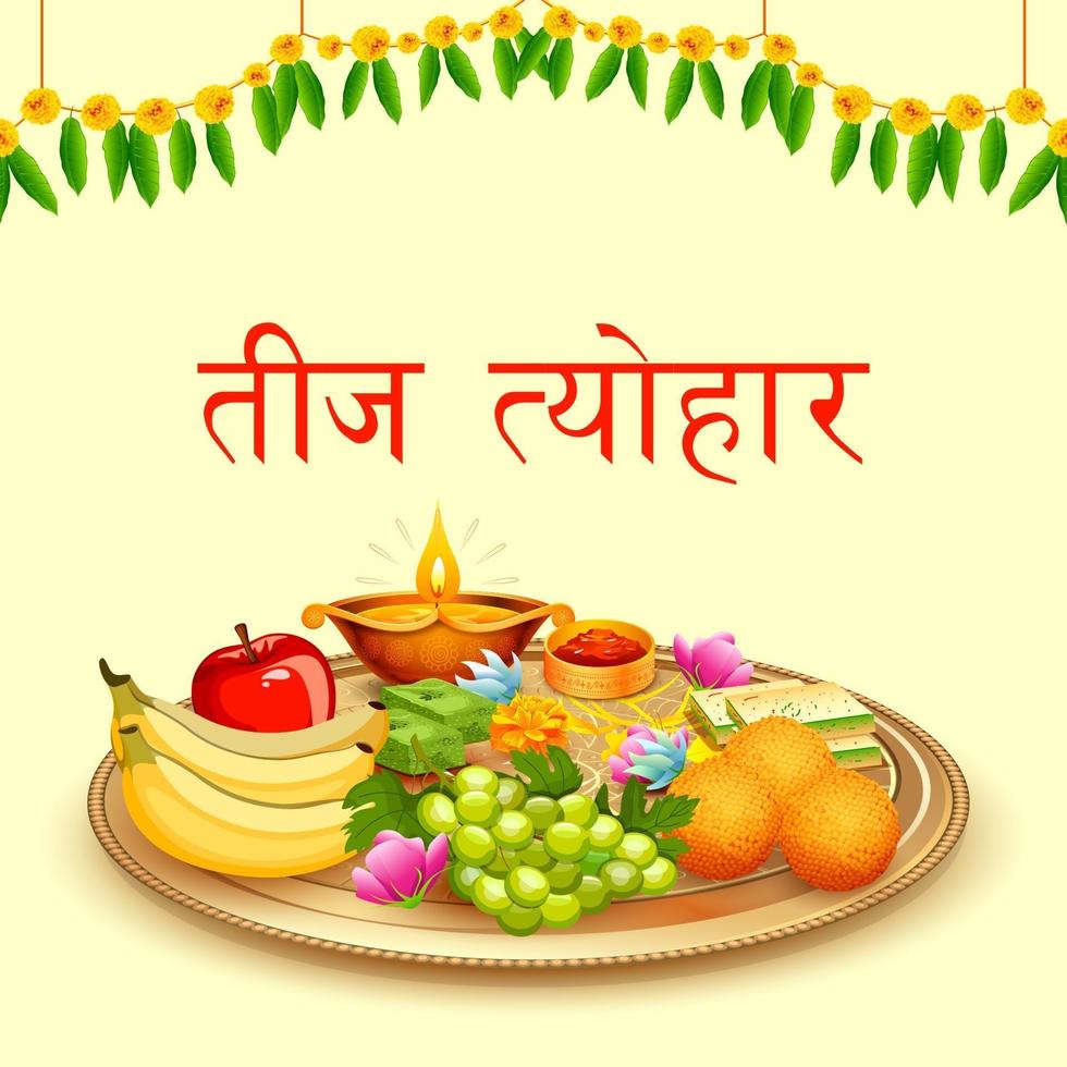 puja thali for different traditional and religious festivals of India vector