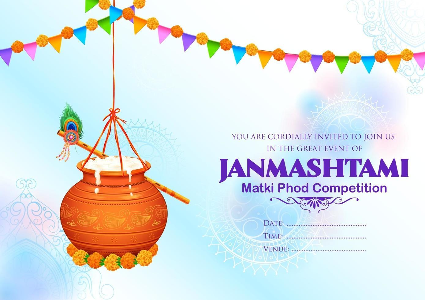 Happy Janmashtami festival background of India vector