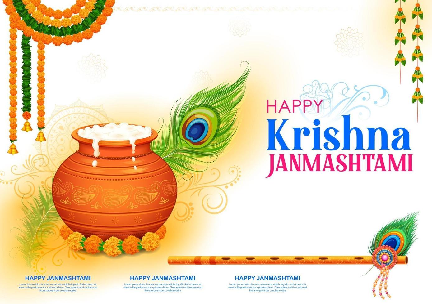 Happy Janmashtami festival background of India vector