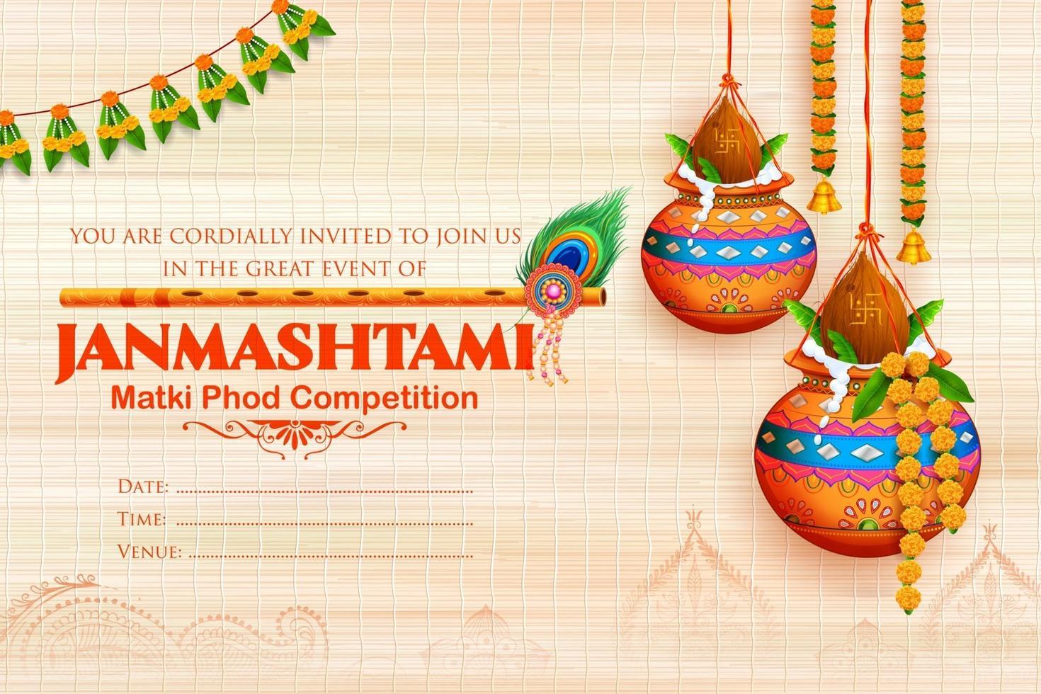 feliz festival de janmashtami fondo de la india vector