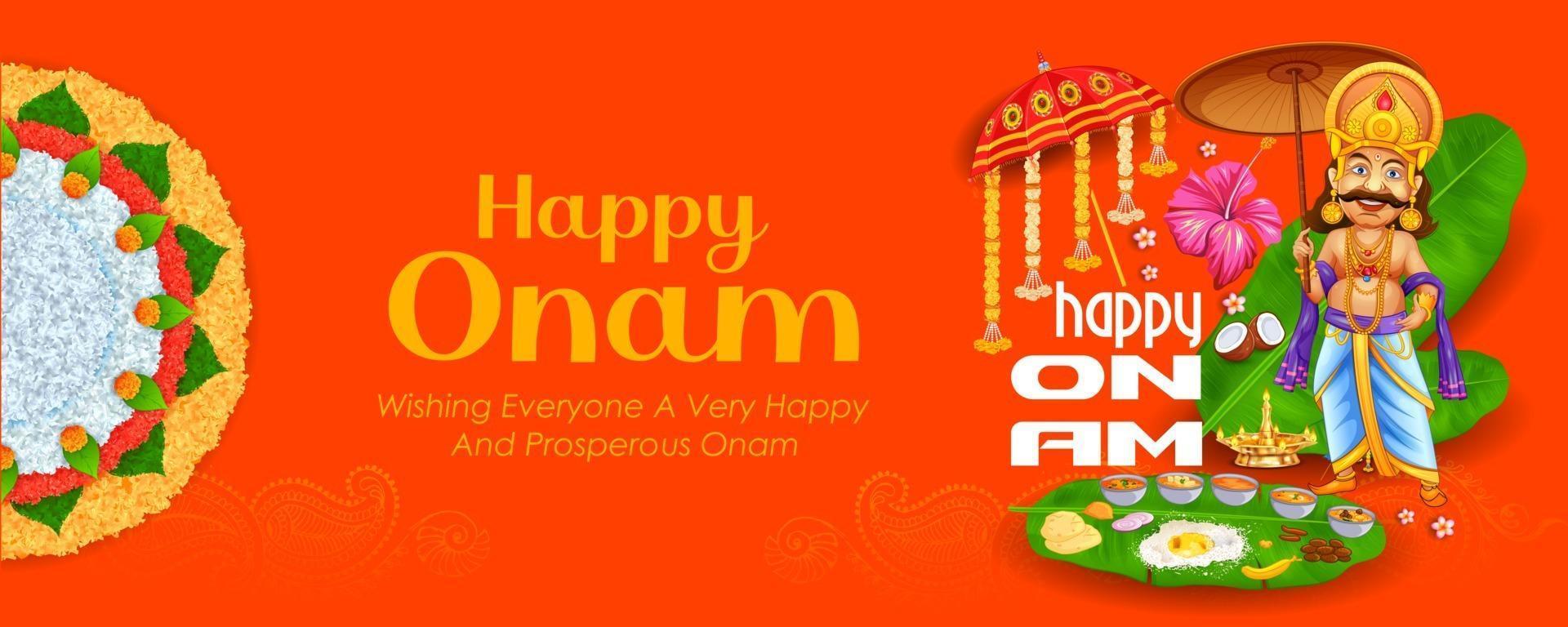 Fondo del festival tradicional onam de kerala, sur de la india vector