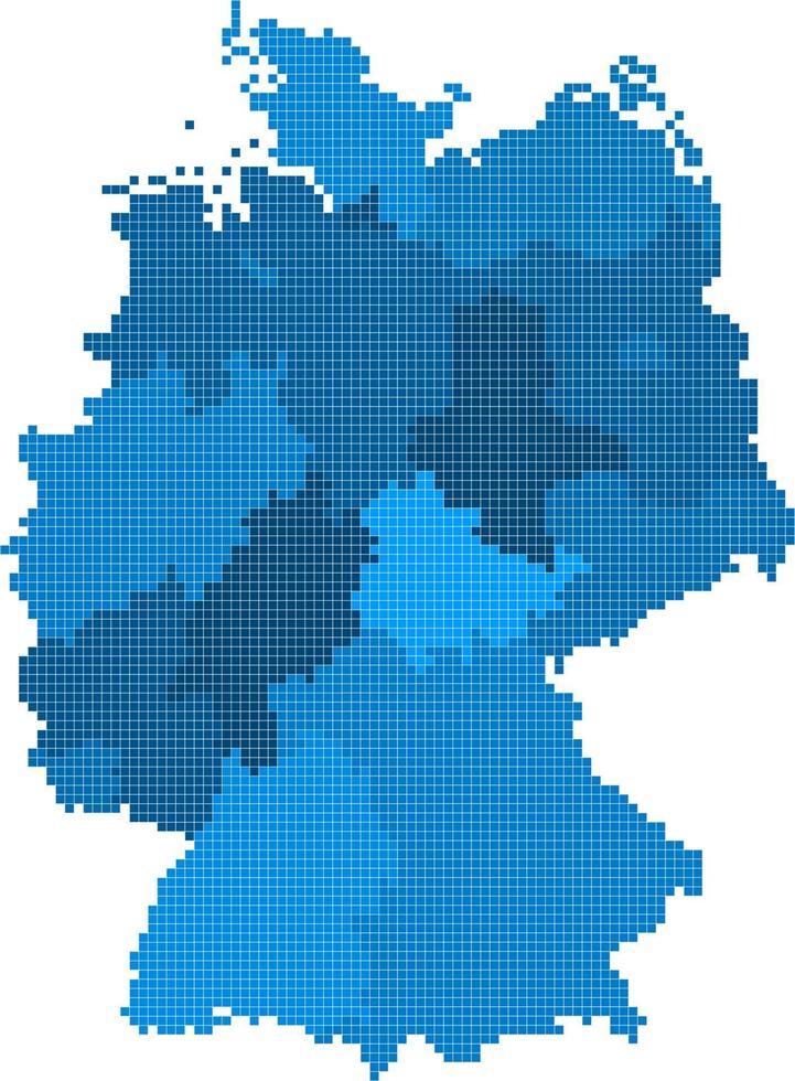 Blue square Germany map on white background. Vector illustration.