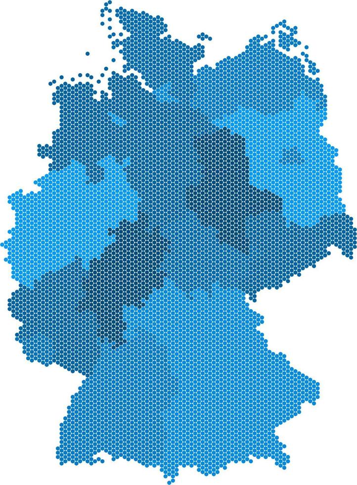 Blue circle Germany map on white background. Vector illustration.