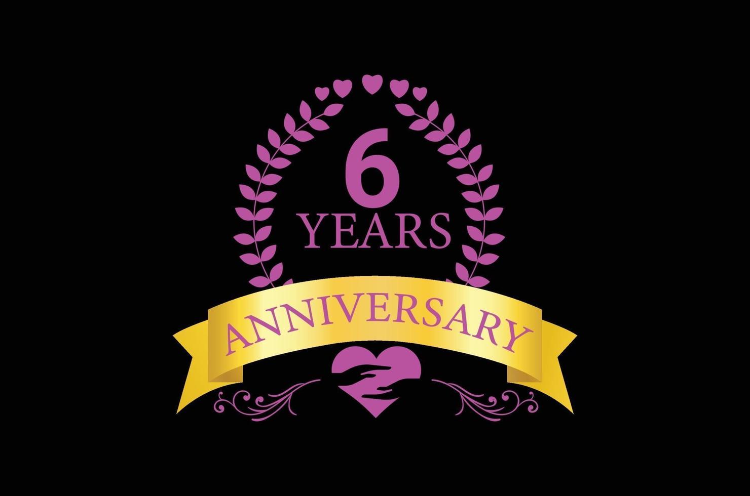 6 years anniversary luxury logo design vector