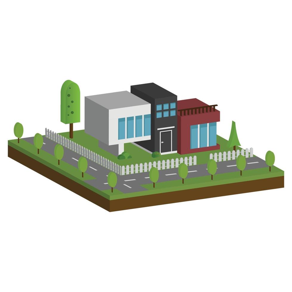 Isometric and 3D houses, Flat design of modern architecture home. vector