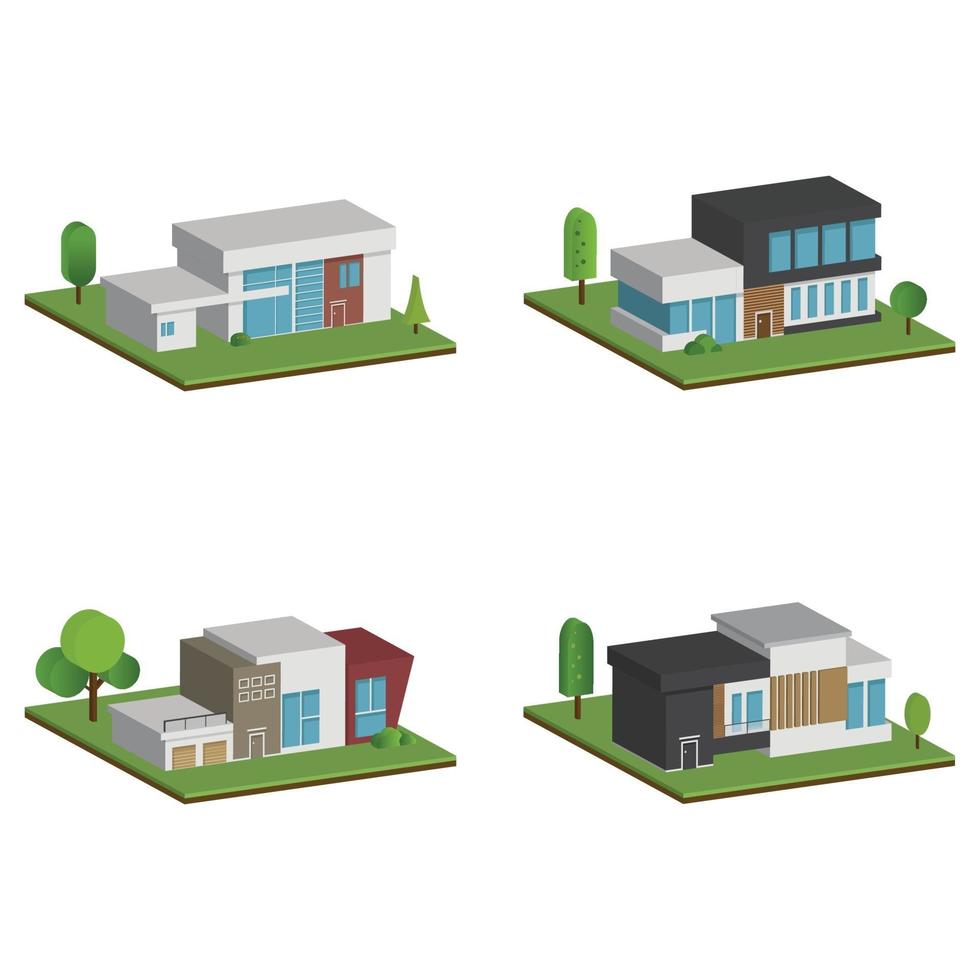 Isometric and 3D houses, Flat design of modern architecture home. vector