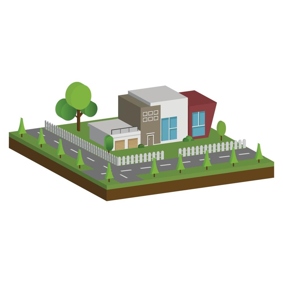 Isometric and 3D houses, Flat design of modern architecture home. vector