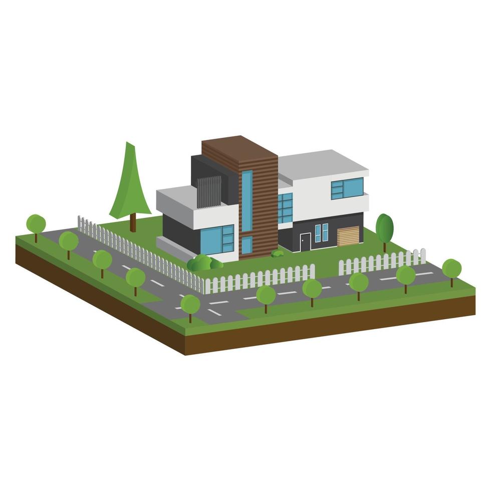 Isometric and 3D houses, Flat design of modern architecture home. vector