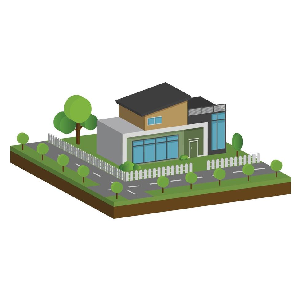 Isometric and 3D houses, Flat design of modern architecture home. vector