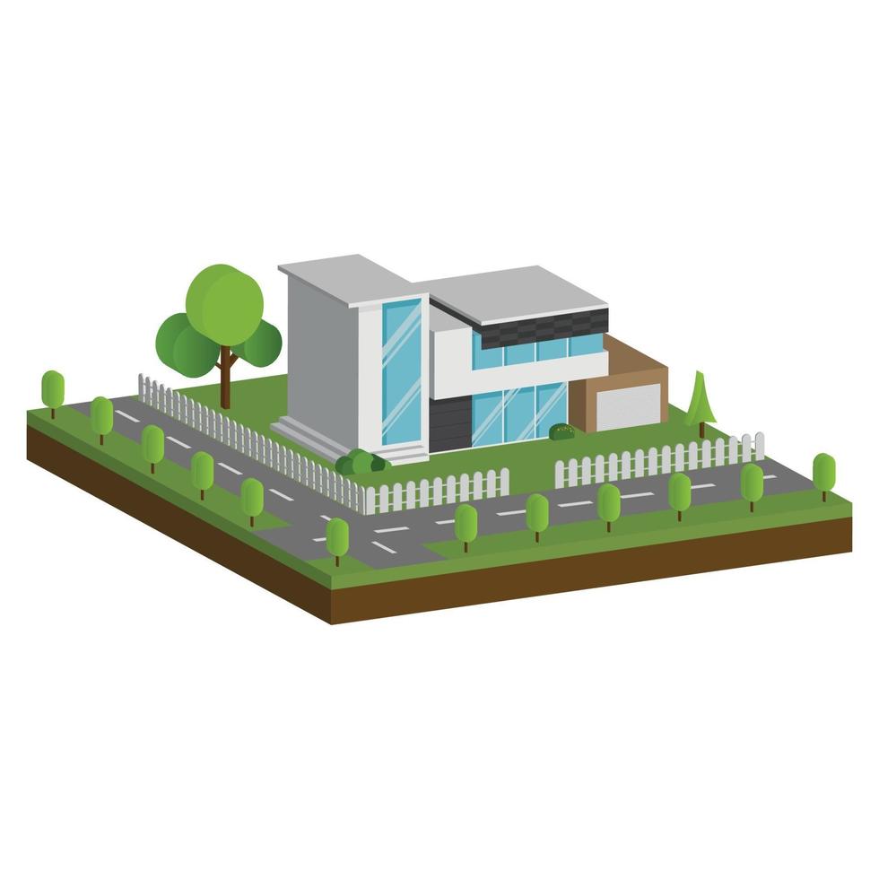 Isometric and 3D houses, Flat design of modern architecture home. vector