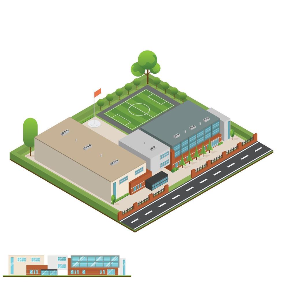 Isometric and 3D of modern office, school and university building. vector