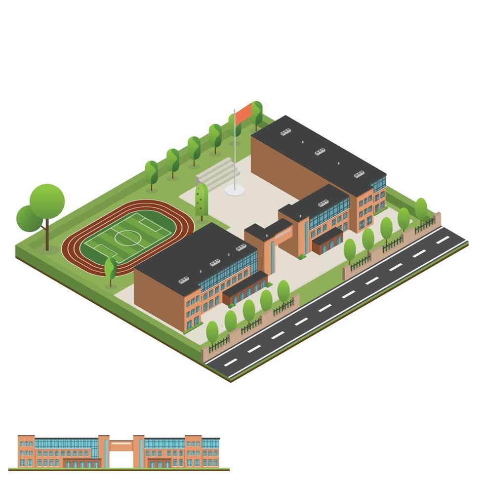 Isometric and 3D of modern office, school and university building. vector