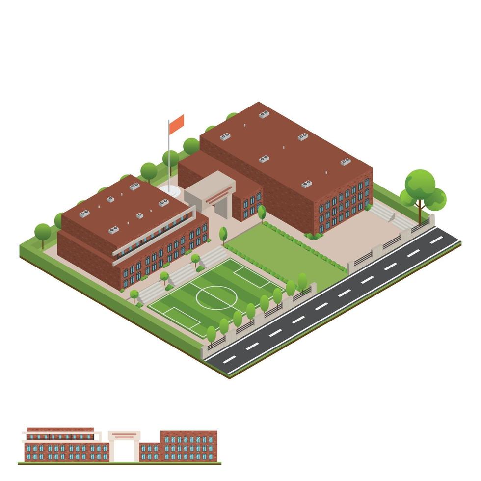 Isometric and 3D of modern office, school and university building. vector