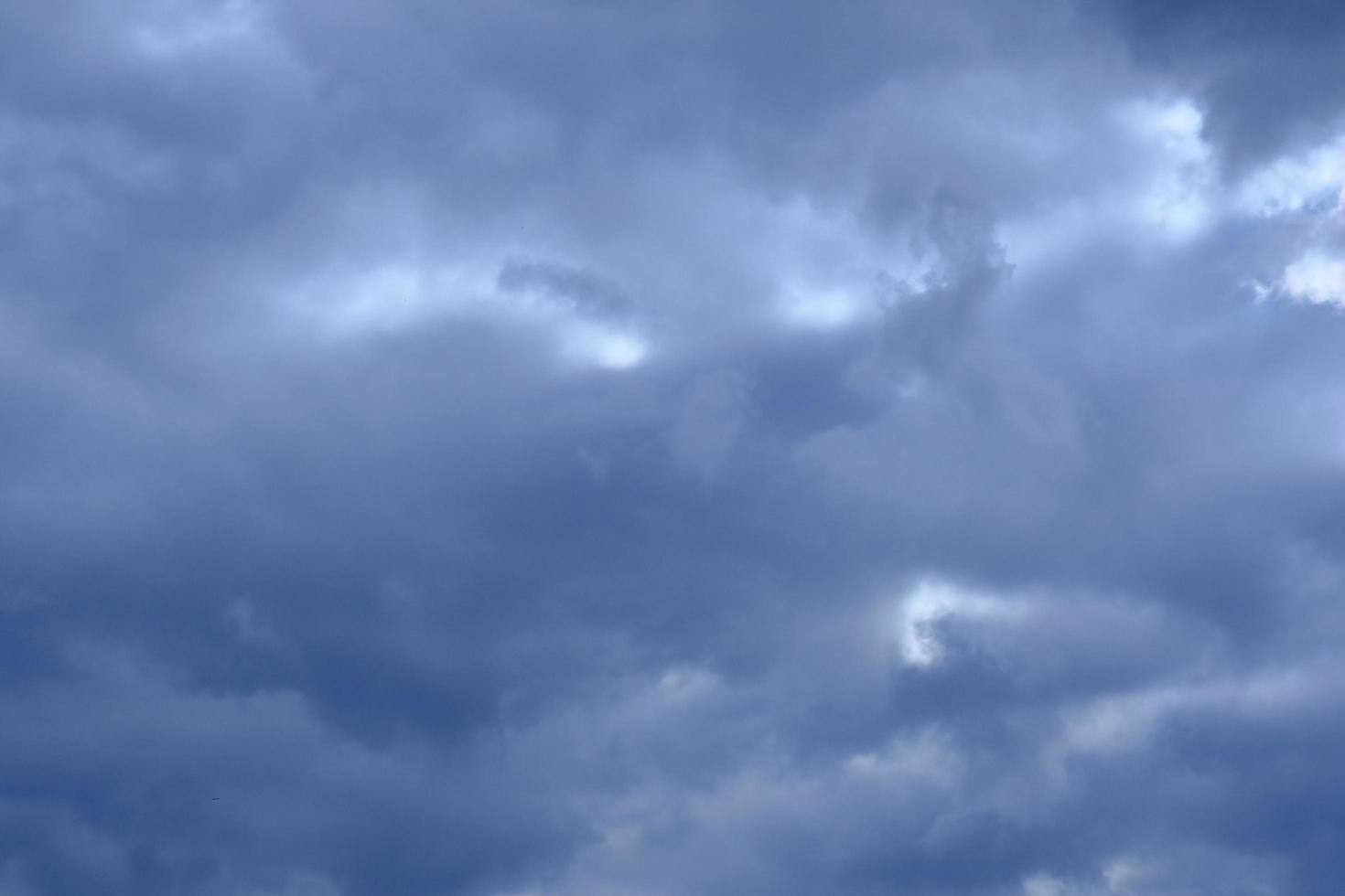 dramatic high deep blue sky with fluffy clouds photo