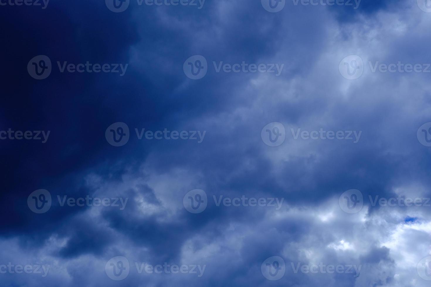 dramatic high deep blue sky with fluffy clouds photo
