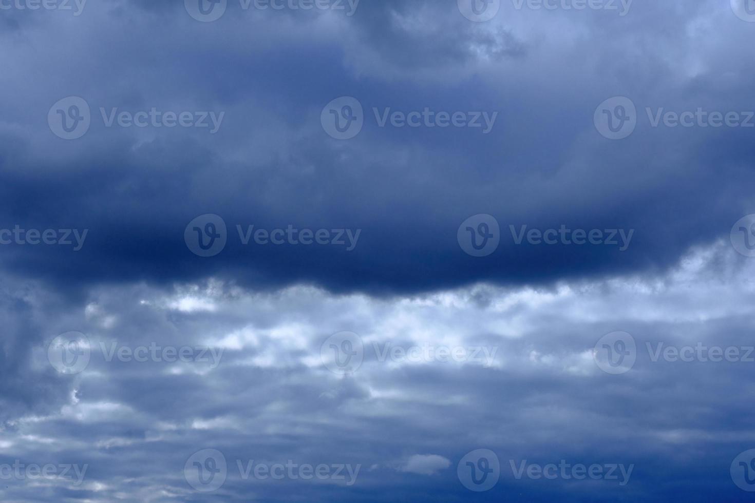 dramatic high deep blue sky with fluffy clouds photo