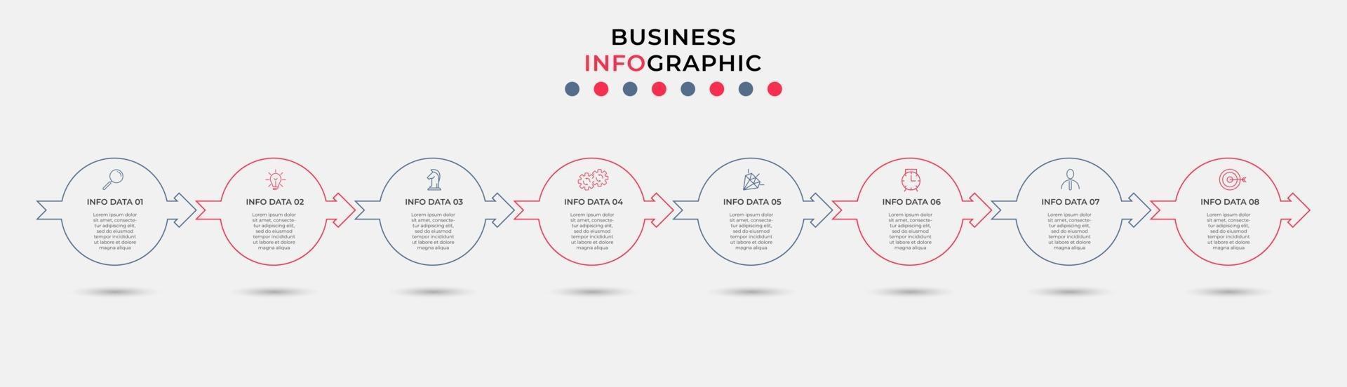 Infographic design business template with icons and 8 options or steps vector