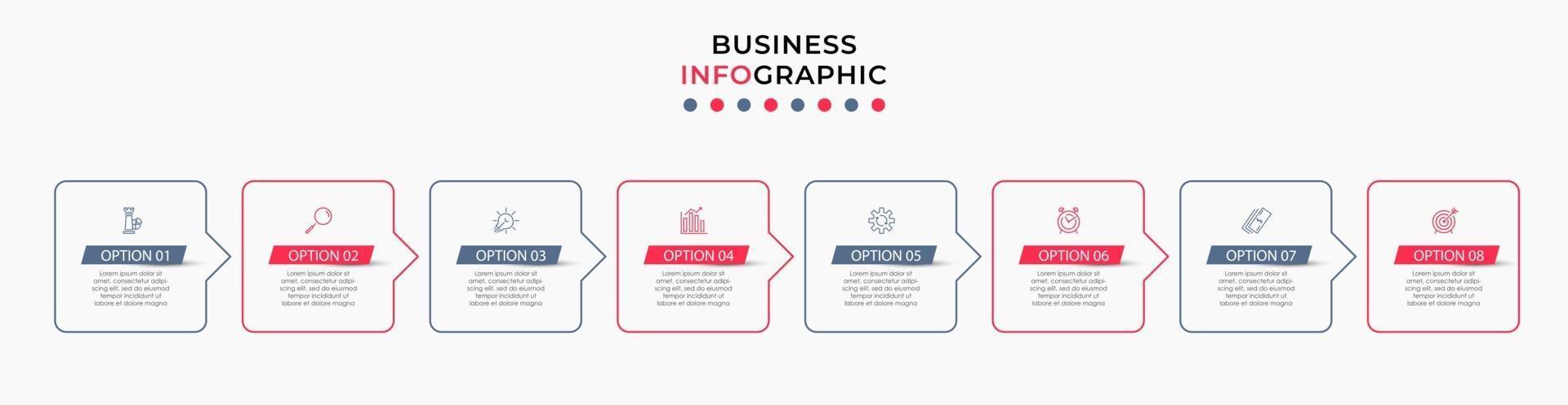 Infographic design business template with icons and 8 options or steps vector
