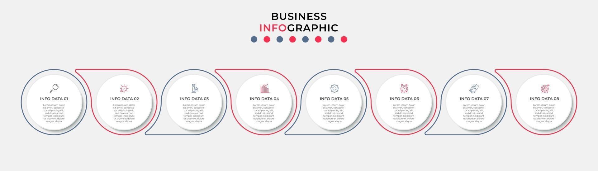 Infographic design business template with icons and 8 options or steps vector