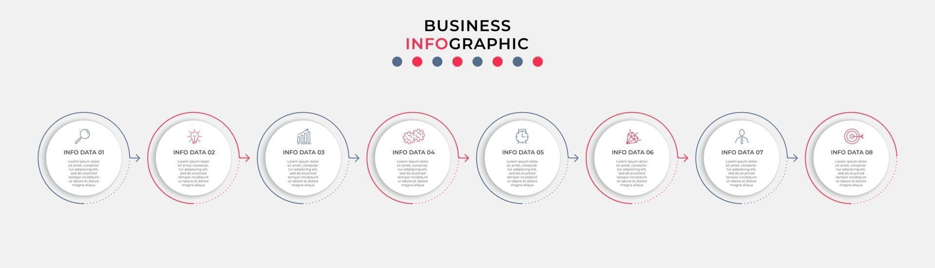 Infographic design business template with icons and 8 options or steps vector