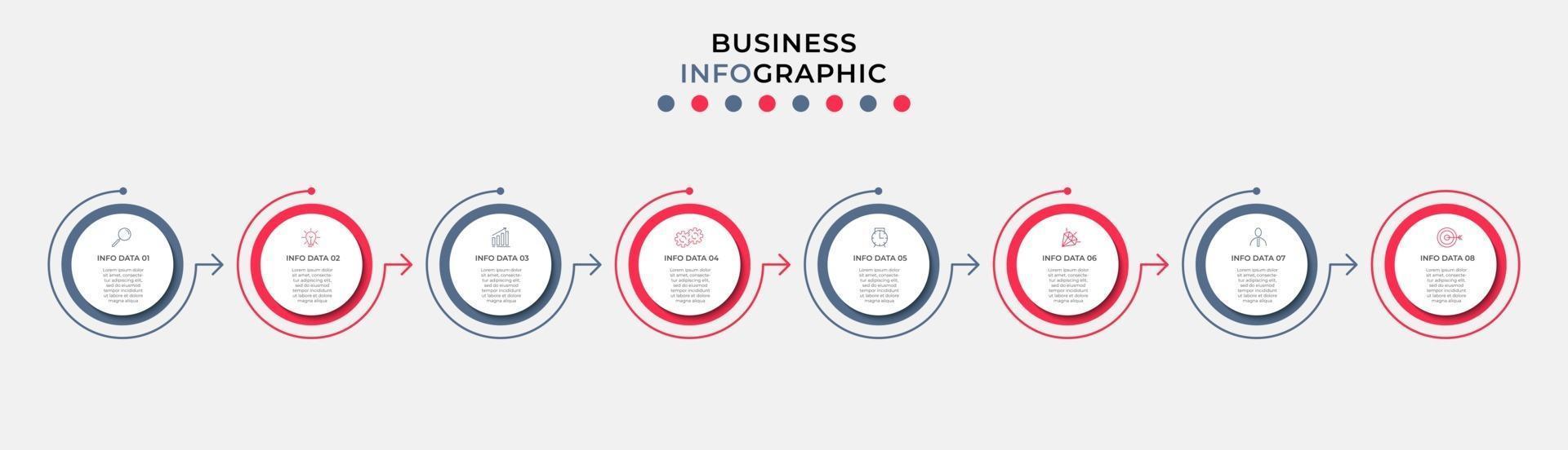 Infographic design business template with icons and 8 options or steps vector