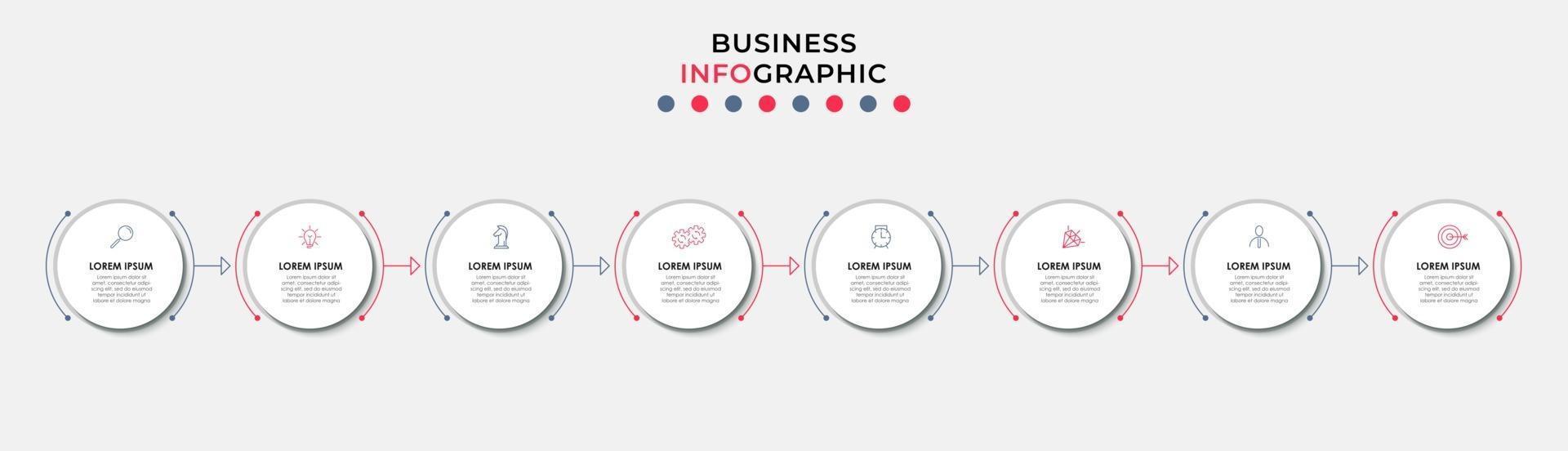 Infographic design business template with icons and 8 options or steps vector