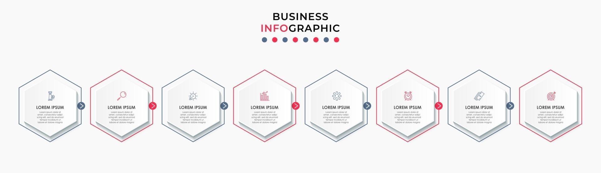 Infographic design business template with icons and 8 options or steps vector