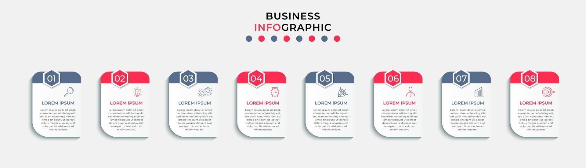 Infographic design business template with icons and 8 options or steps vector