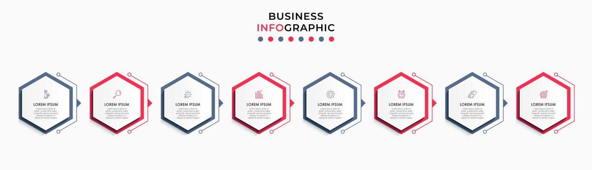 Infographic design business template with icons and 8 options or steps vector