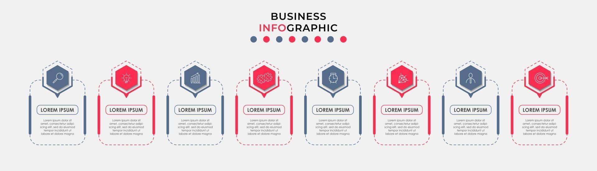 Infographic design business template with icons and 8 options or steps vector