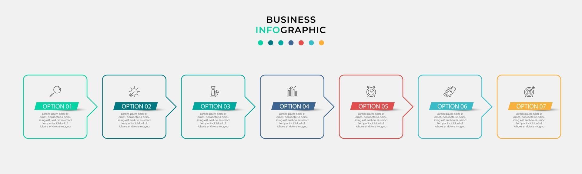 Infographic design business template with icons and 7 options or steps vector