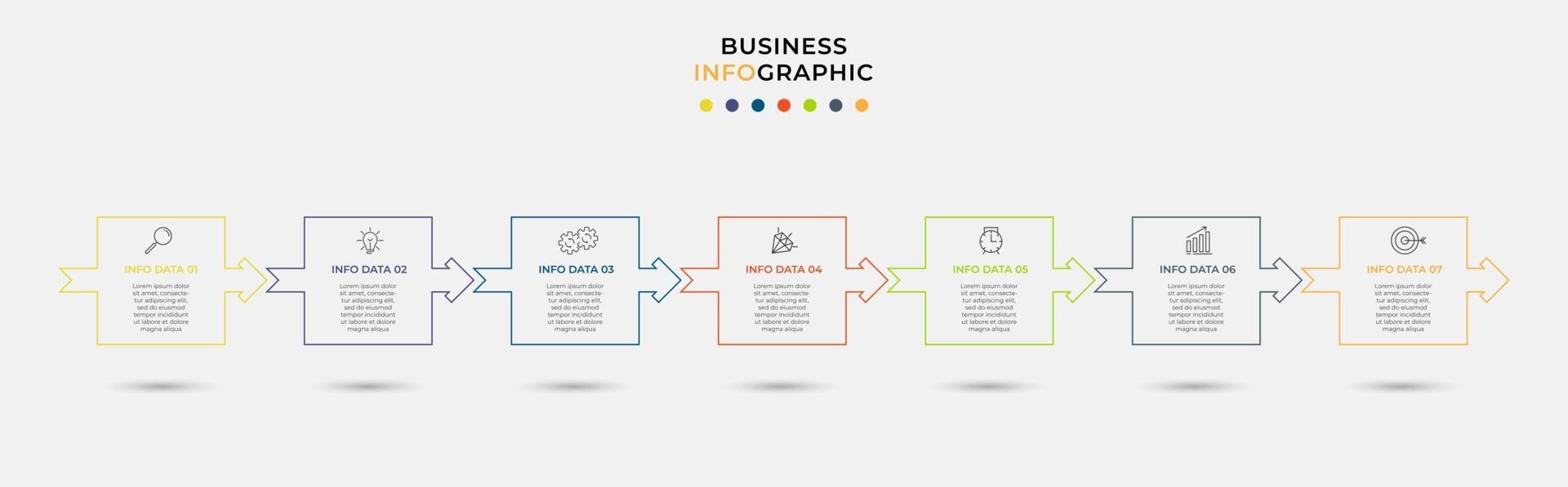Infographic design business template with icons and 7 options or steps vector