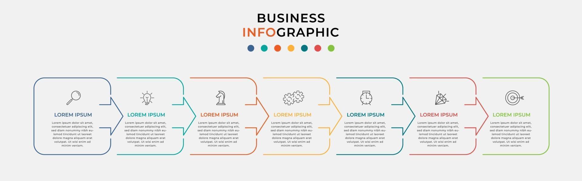 Infographic design business template with icons and 7 options or steps vector