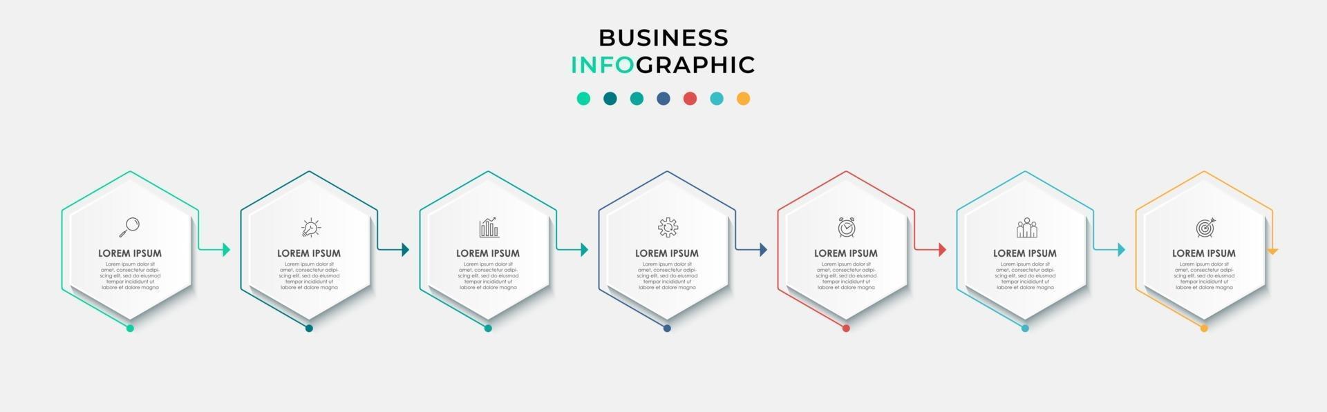Infographic design business template with icons and 7 options or steps vector