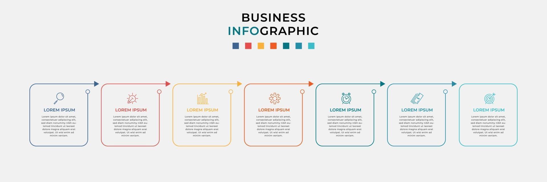 Infographic design business template with icons and 7 options or steps vector