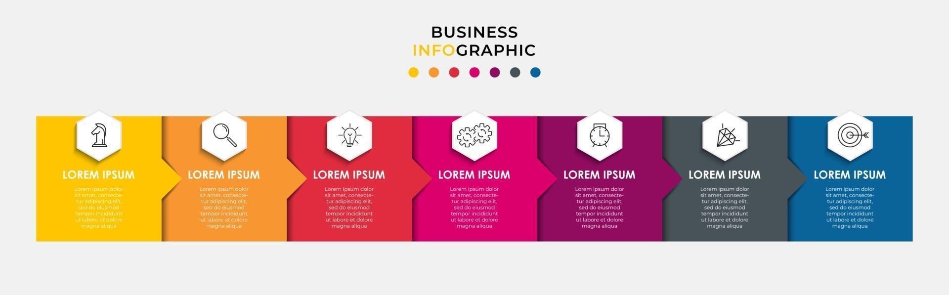 Infographic design business template with icons and 7 options or steps vector