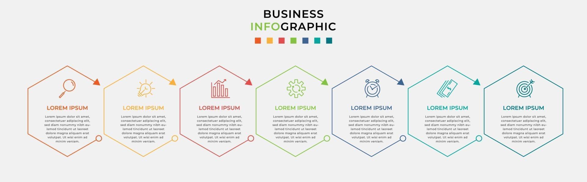 Infographic design business template with icons and 7 options or steps vector