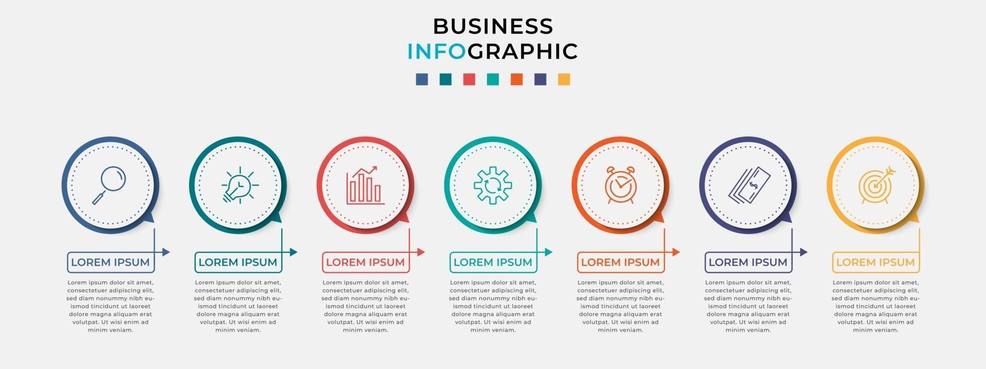 Infographic design business template with icons and 7 options or steps vector