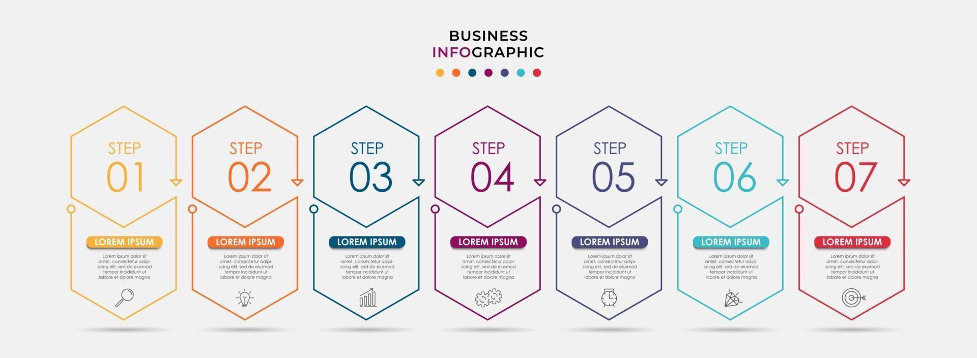 Infographic design business template with icons and 7 options or steps vector