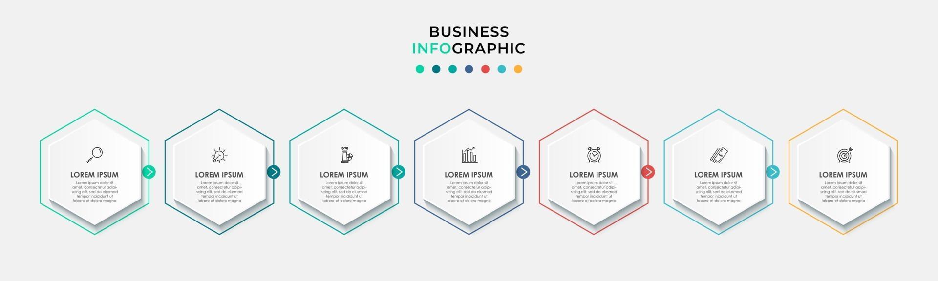 Infographic design business template with icons and 7 options or steps vector