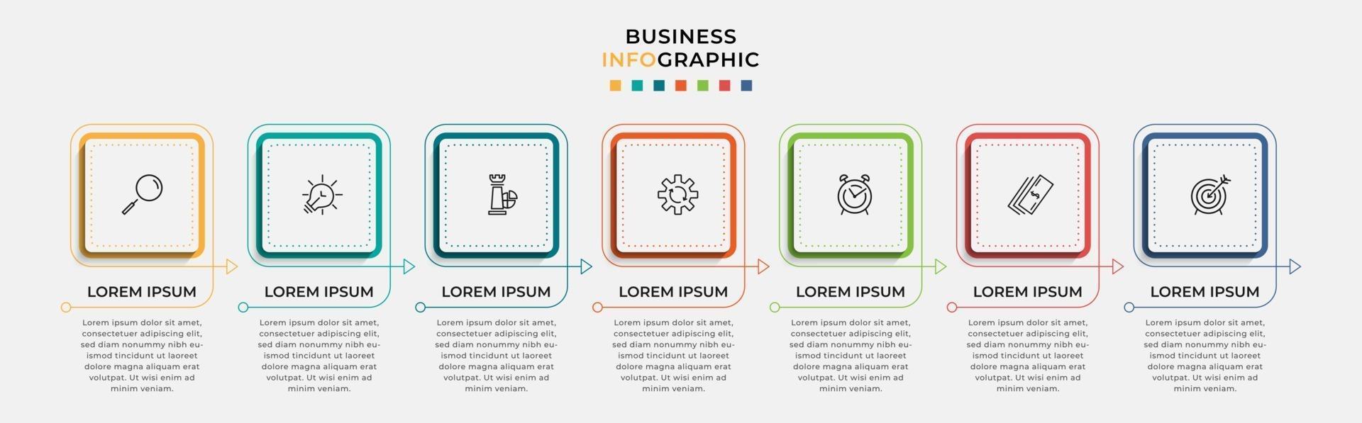 Infographic design business template with icons and 7 options or steps vector