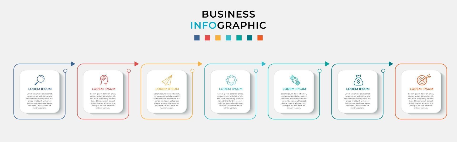 Infographic design business template with icons and 7 options or steps vector