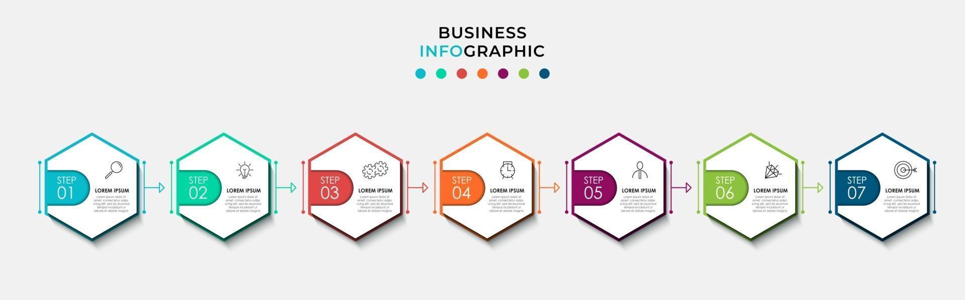 Infographic design business template with icons and 7 options or steps vector